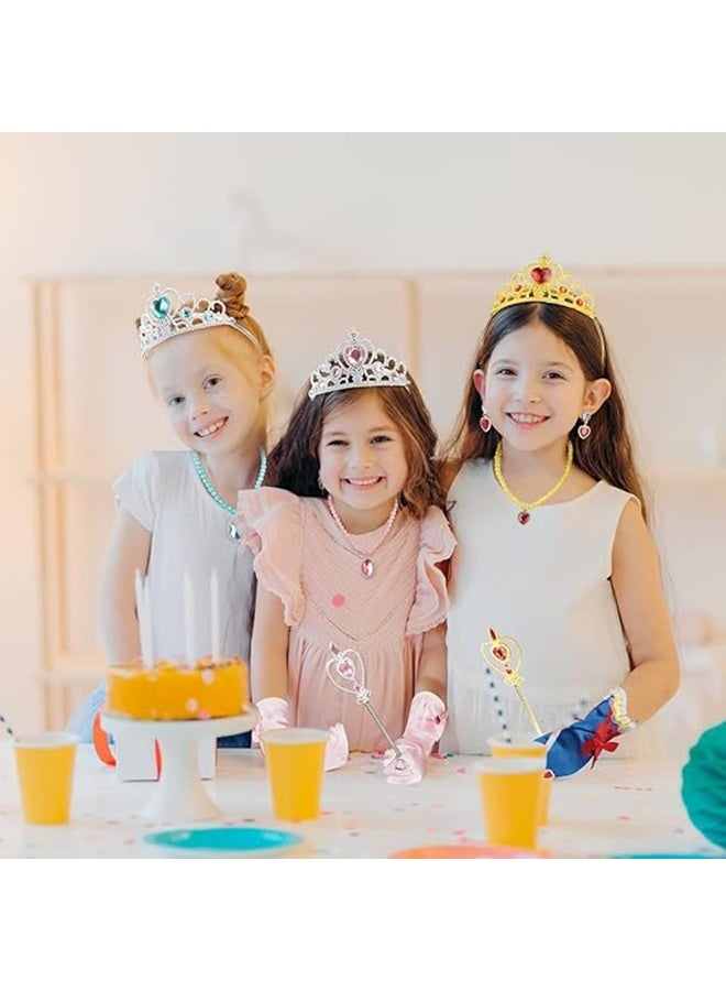 المجمدة إلسا ملحقات مجموعة من 7 فستان فانسي بنات الأميرة التاج الرأس القفازات عصا سحرية الأزياء الأميرة الملحقات مجموعة فستان فانسي أميرة الجليد - Image 3