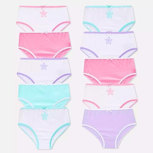 TuddyBuddy Girl's 100% Cotton Graphic Prints Briefs/Panty/Underwear/Panties, Multicolor (8 Years-9 Years, Pack of 10 Briefs - Stars) - Image 2