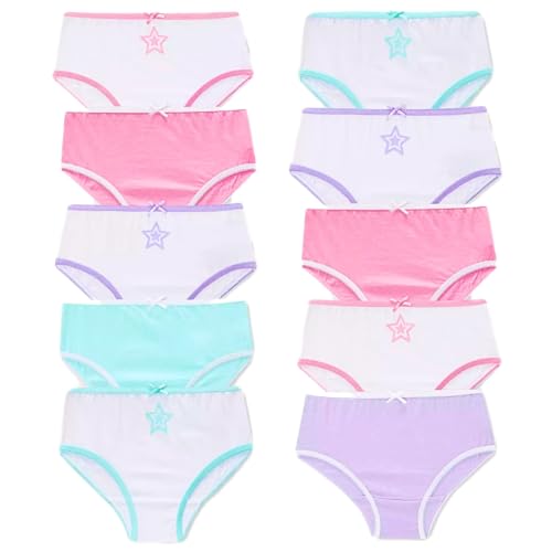 TuddyBuddy Girl's 100% Cotton Graphic Prints Briefs/Panty/Underwear/Panties, Multicolor (8 Years-9 Years, Pack of 10 Briefs - Stars) - Image 1