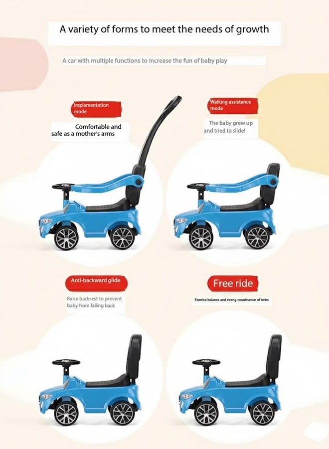 MG 2-in-1 Toddler Ride On Push Car with lights and music and Parent Handle Steering Control and Comfortable anti-skid Seat, Blue - Image 4