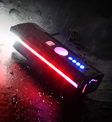 Fastped USB Rechargeable Bicycle LED Front Light Automatic Light on in a Dark Mode with Side red Light (Black) - Image 1