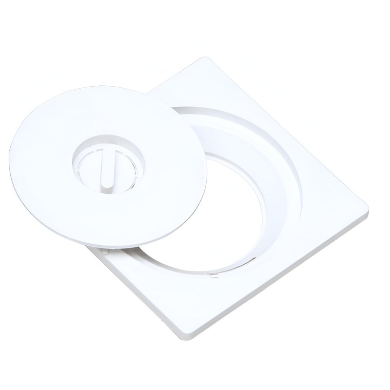 NEW WARE Square Plastic Shower Floor Drain/Strainer with Lid - 6 x 6 Inch, White - Image 1