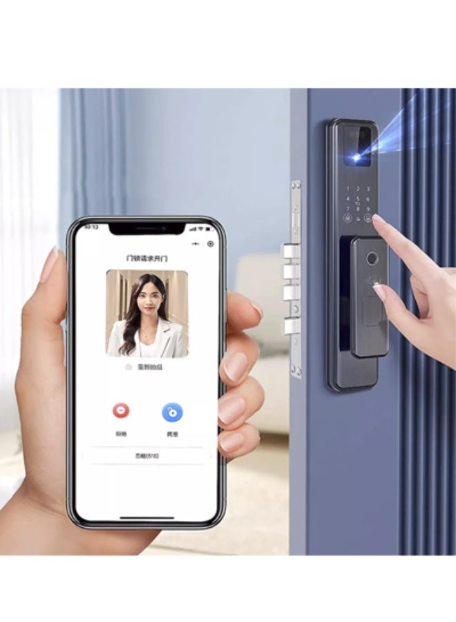 فيل يبس كالون ذكي مناسب لجميع الأبواب يعمل بالبصمة وكلمة السر والمفتاح والشفرة وممكن التحكم به من خلال الموبايل - Image 2