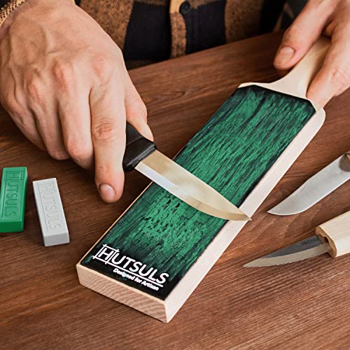 Hutsuls Leather Strop for Knife Sharpening - Get Razor-Sharp Edges with 3" x 9" Double Sided Paddle Strop Block, Easy to Use Knife Strop with Ergonomic Handle & Stropping Leather Knife Sharpener Guide - Image 4