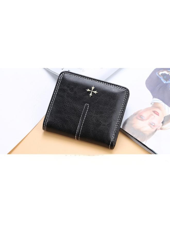 baellerry Women's wallet leather material, women's storage small wallet, women's zippered wallet, niche design simple and fashionable versatile women's short wallet, high-end zipper card bag retro wallet. - Image 3