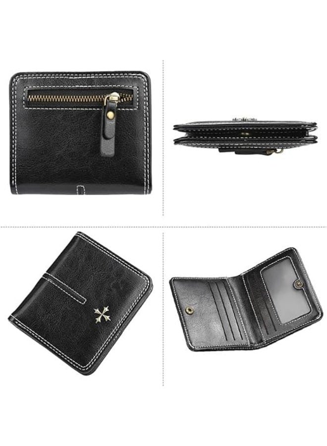 baellerry Women's wallet leather material, women's storage small wallet, women's zippered wallet, niche design simple and fashionable versatile women's short wallet, high-end zipper card bag retro wallet. - Image 4