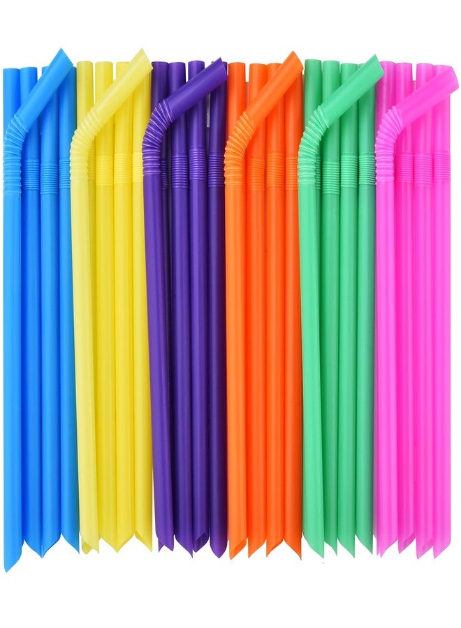 ALINK 100 PCS Jumbo Plastic Boba Straws - Extra Wide Bendy Colorful Disposable Flexible Boba Smoothie Straws for Bubble Tea, Milkshakes, Tapioca Pearls - 8.5" L 0.47" D - Image 1