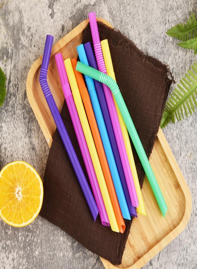 ALINK 100 PCS Jumbo Plastic Boba Straws - Extra Wide Bendy Colorful Disposable Flexible Boba Smoothie Straws for Bubble Tea, Milkshakes, Tapioca Pearls - 8.5" L 0.47" D - Image 3