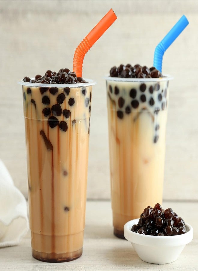 ALINK 100 PCS Jumbo Plastic Boba Straws - Extra Wide Bendy Colorful Disposable Flexible Boba Smoothie Straws for Bubble Tea, Milkshakes, Tapioca Pearls - 8.5" L 0.47" D - Image 4