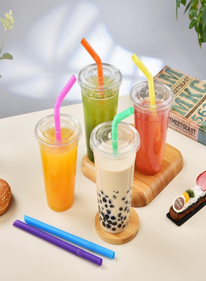 ALINK 100 PCS Jumbo Plastic Boba Straws - Extra Wide Bendy Colorful Disposable Flexible Boba Smoothie Straws for Bubble Tea, Milkshakes, Tapioca Pearls - 8.5" L 0.47" D - Image 5