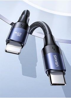 Usams IPhone Cable 20W 1.2M USB C to Lightning Fast Charging Wire Braided Cord Fast PD Charge for iPhone 14/14 Plus/ 14 Pro/14 Pro Max/iPhone 13/12/11/XS/Pro Max /Pro/Mini/SE/ ipad 9 Black  - Image 1