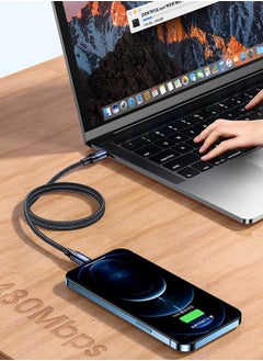 Usams IPhone Cable 20W 1.2M USB C to Lightning Fast Charging Wire Braided Cord Fast PD Charge for iPhone 14/14 Plus/ 14 Pro/14 Pro Max/iPhone 13/12/11/XS/Pro Max /Pro/Mini/SE/ ipad 9 Black  - Image 2
