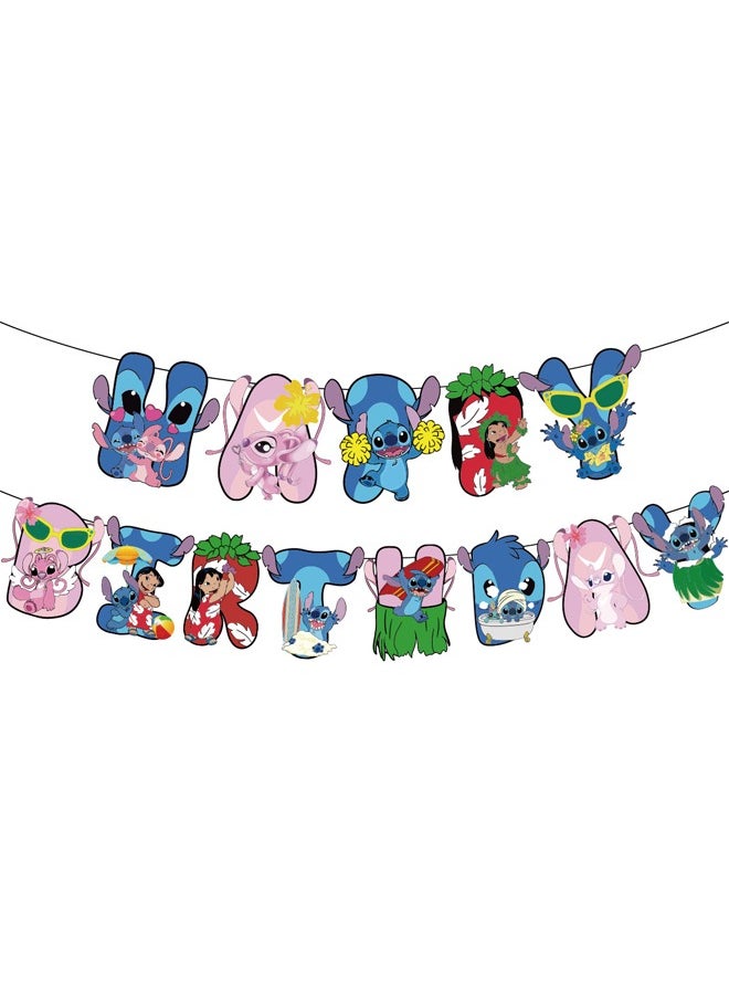 Zeemey - Lilo&Stitch Balloon Set with  Happy Birthday Banner,Cake Topper,Perfect for Graduation Baby Shower Birthday Bachelorette Party Backdrop Decoration,Suitable for Indoor and Outdoor - Image 1