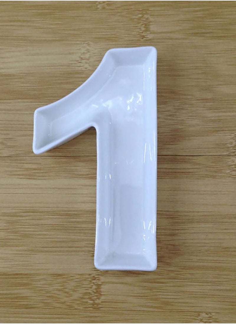 Generic White Decorative Ceramic Number 1 Dish  - Image 1