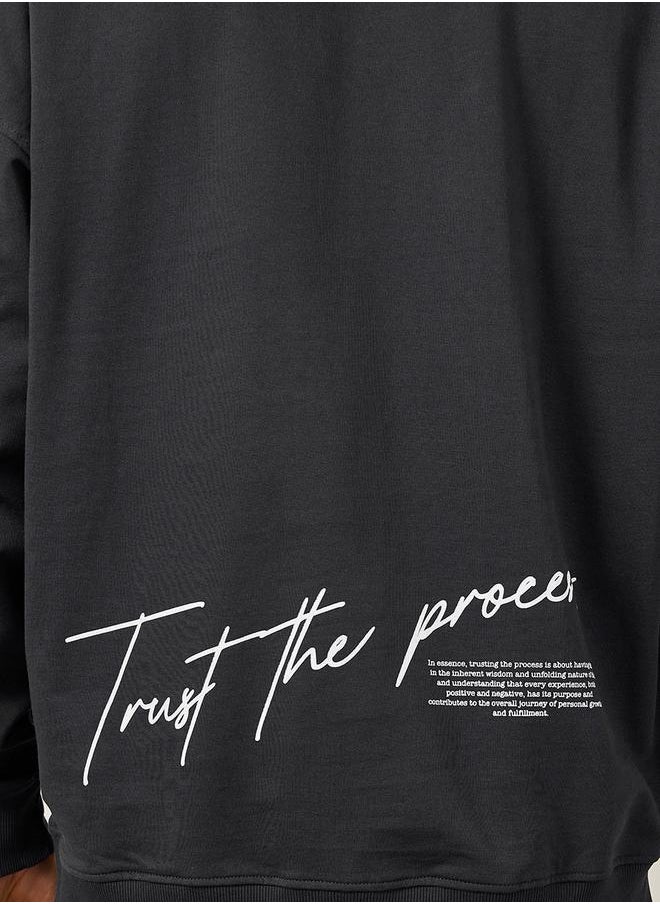 Styli - Back Slogan Print Terry  Oversized Hoodie - Image 1