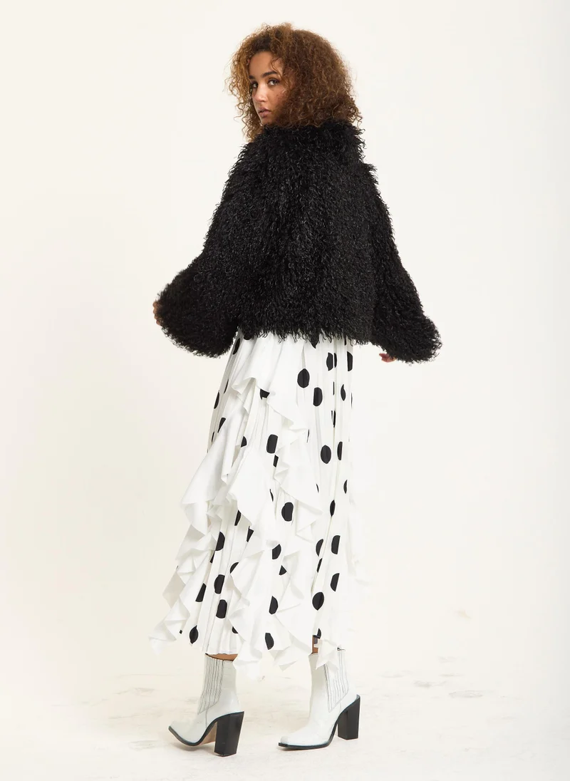 هاوس أوف هولاند جاكيت فرو صناعي أسود منفوش