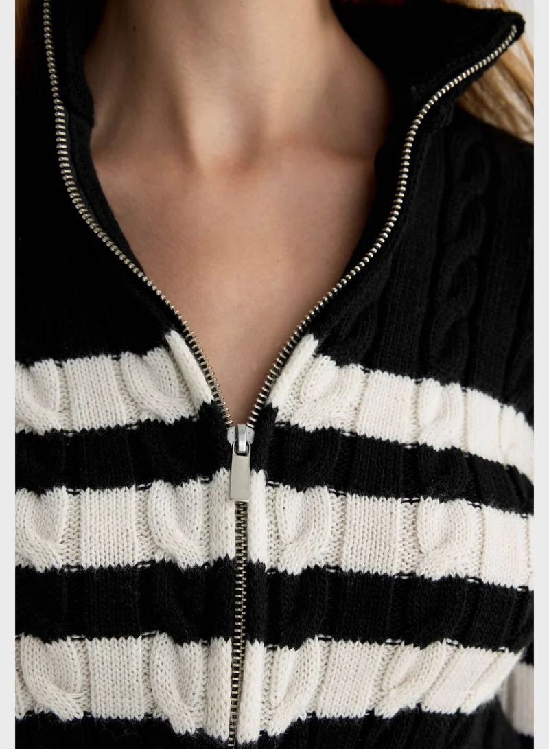 DeFacto Zip Stripe Detail Cardigan