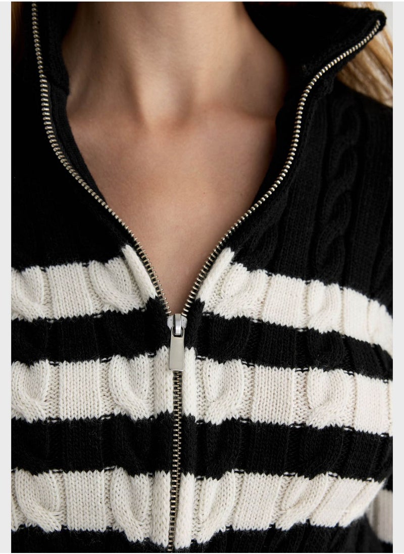 DeFacto Zip Stripe Detail Cardigan  - Image 3