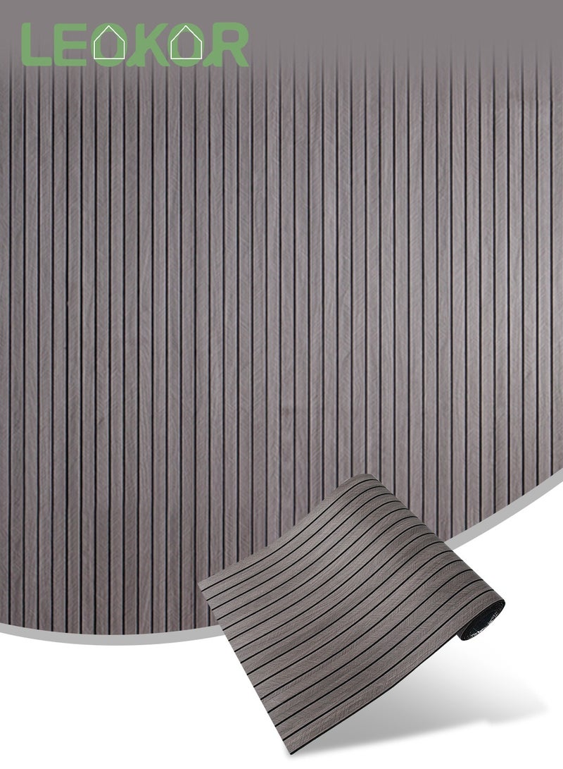 LEOKOR 3D Wall Panels, Peel and Stick Wood Wallpaper PVC Vinyl Decorative, Removable Wallpaper Waterproof Faux Wood Grating Stripe Contact Paper for Living Room Bedroom, Self Adhesive Slat Wall Paneling 2.8mm×40cm×300cm, Grey  - Image 1