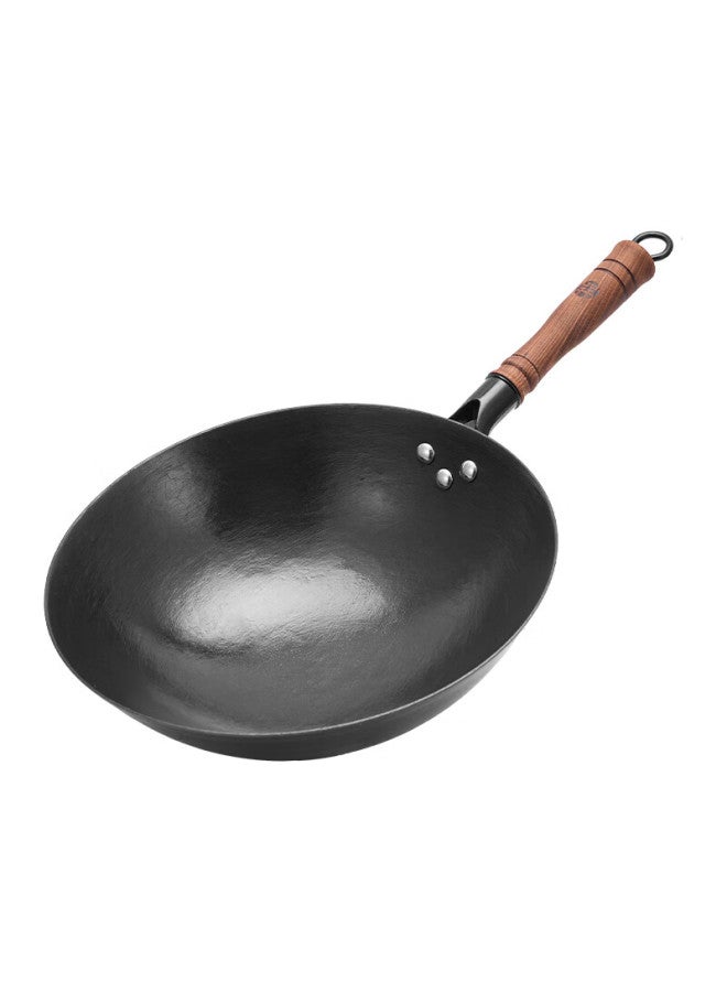 Wang Yuanji Yuan Ji Handmade Cast Iron Wok Traditional Old-fashioned Iron Wok Non-stick Ancient Round Bottom Wok Iron Wok 34cm - Image 2
