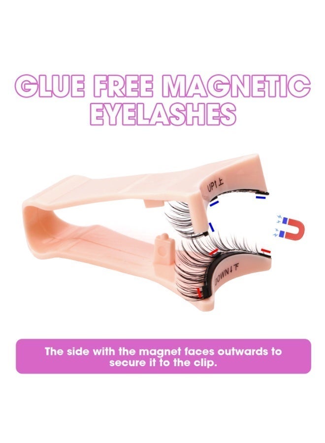 بقلم سابرينا رموش مغناطيسية خفيفة الوزن، زوج واحد، قابلة لإعادة الاستخدام، بدون غراء، مع أداة وضع، ملقط، مرآة، وحافظة، مظهر طبيعي - Image 2