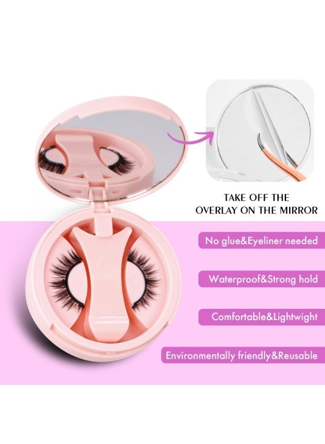 بقلم سابرينا رموش مغناطيسية خفيفة الوزن، زوج واحد، قابلة لإعادة الاستخدام، بدون غراء، مع أداة وضع، ملقط، مرآة، وحافظة، مظهر طبيعي - Image 4