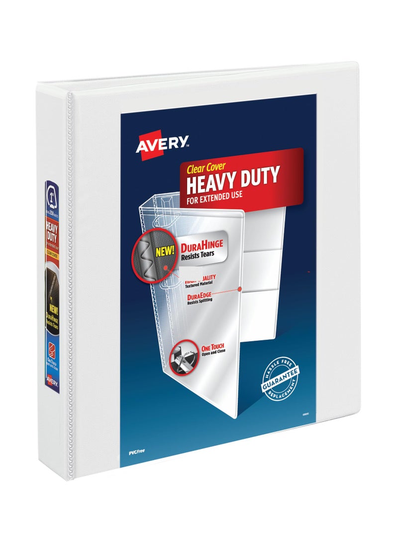 AVERY Avery Heavy-Duty View 3 Ring Binder, 1.5" One Touch EZD Rings, 1 White Binder (79195)  - Image 1