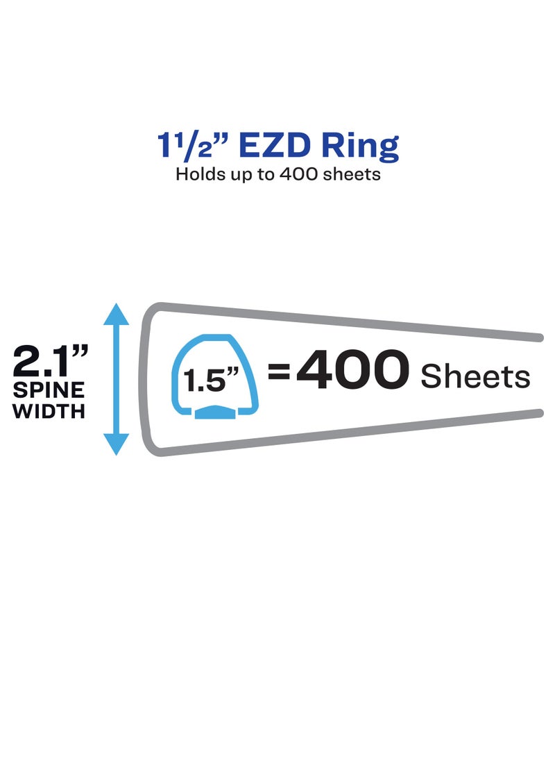 AVERY Avery Heavy-Duty View 3 Ring Binder, 1.5" One Touch EZD Rings, 1 White Binder (79195)  - Image 2