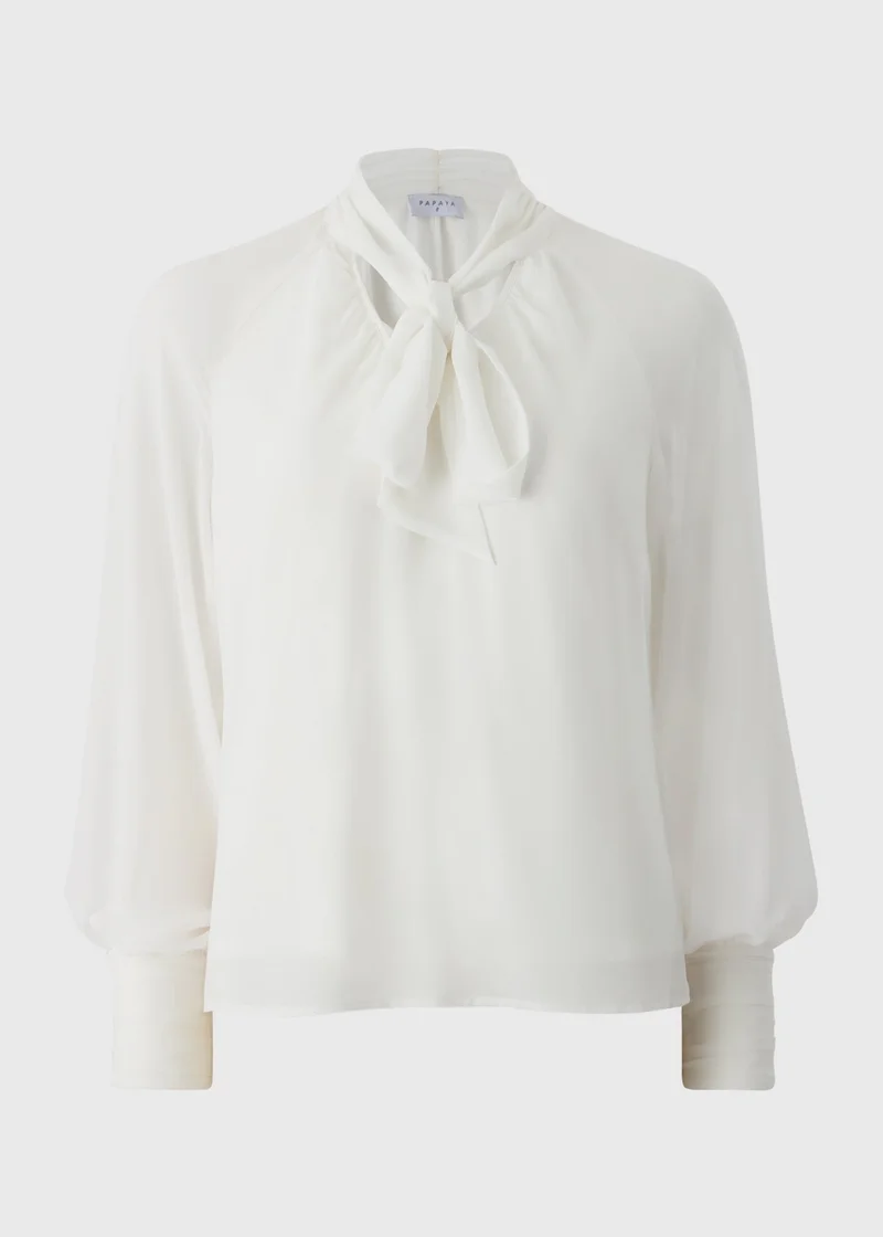 ماتلان Cream Tie Neck Boho Blouse