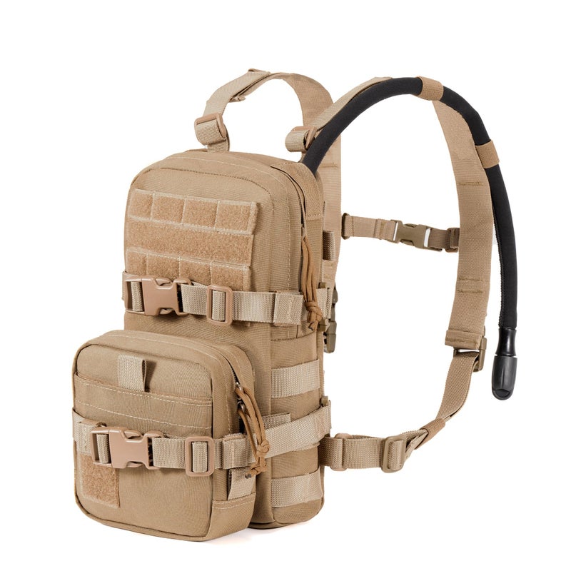 CLTAC Tactical Small MOLLE Hydration Pack Outdoor Water Bladder Carrier Pack for Vest Backpack (Coyote Brown&MC-Shoulder Straps) - Image 3