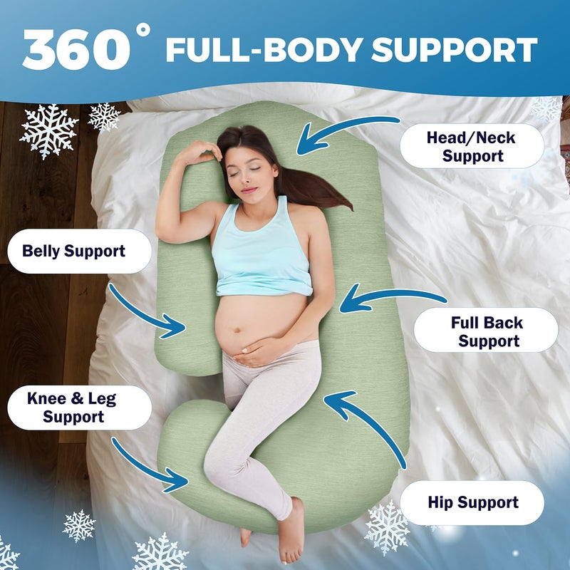 PILLANI Pregnancy Pillows for Sleeping - V C U Shaped Full Body Pillow with Removable Cover, 57inch Cooling Maternity Pillow for Pregnant Women, Support for Back Belly Legs Hip - Pregnancy Must Haves - Image 3