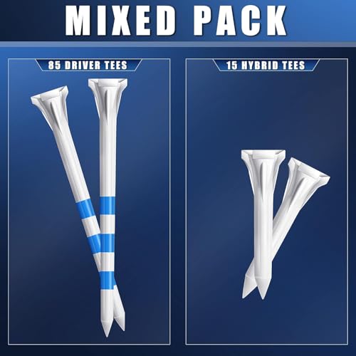 Champkey CHAHMPKEY Premium 3-Prong Plastic Golf Tees 3-1/4" 100 Pack - 40% Reduced Ball Contact with High Stability and Long Distance Performance Golf Tees Plastic(Assorted Pack - 2-3/4") - Image 5