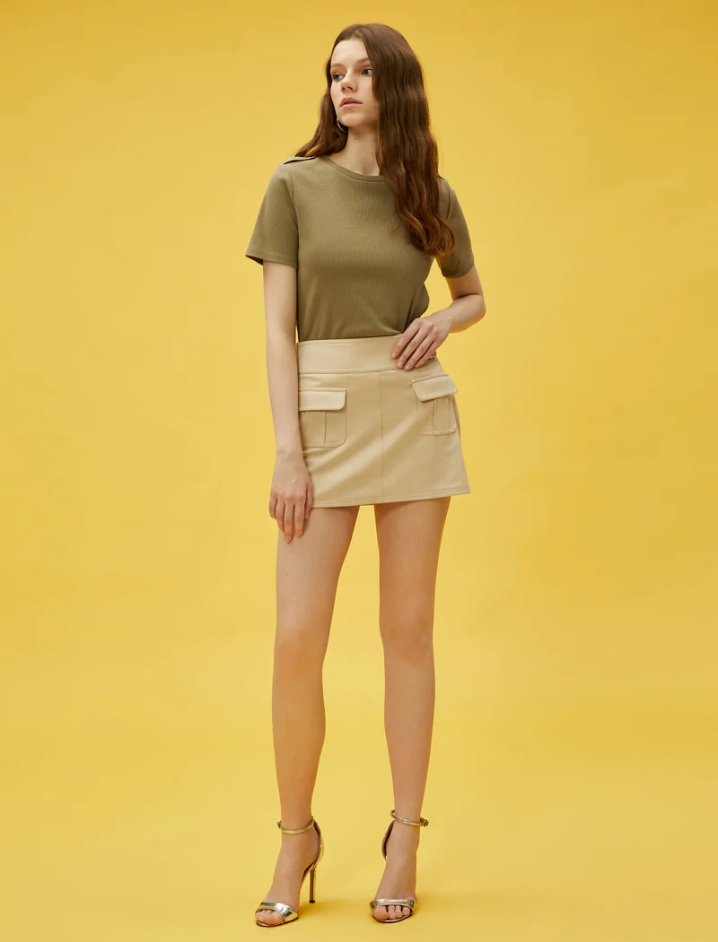 كوتون Shoulder Detail Cotton T-Shirt