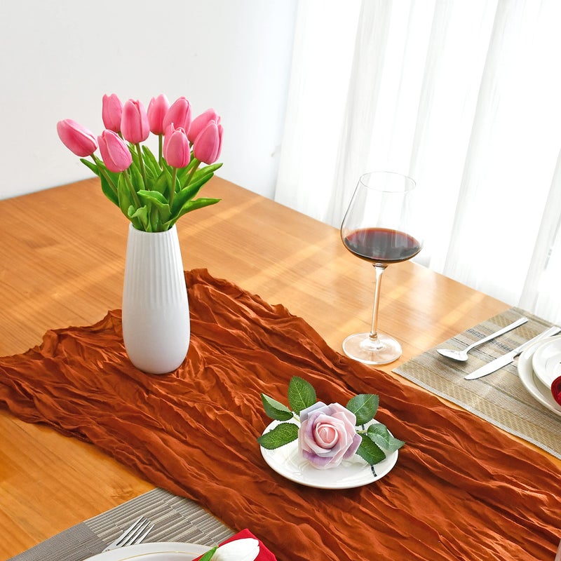 Mandy's Artificial Tulips 20 Stems Pink PU Faux Flowers for Valentine's Day and Easter Decorations Wedding Home Decor 13.5 Inch - Image 3
