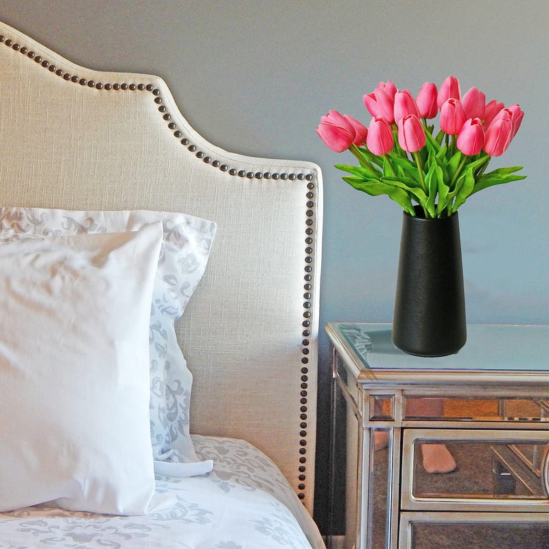 Mandy's Artificial Tulips 20 Stems Pink PU Faux Flowers for Valentine's Day and Easter Decorations Wedding Home Decor 13.5 Inch - Image 4