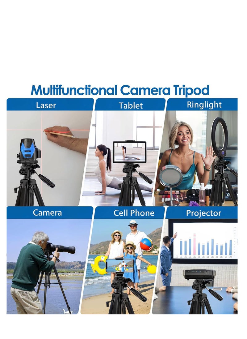 AccLoo - 168cm Camera Tripod Phone Tripod with Remote Lightweight Portable Aluminum Travel Tripod for Phone/Android Tripod for Mobile for Selfies/Live/Video Recording - Black - Image 1
