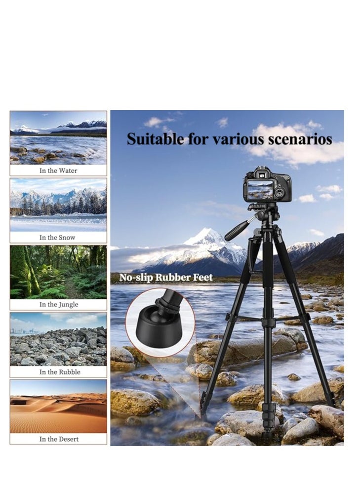 AccLoo AccLoo 168cm Camera Tripod Phone Tripod with Remote Lightweight Portable Aluminum Travel Tripod for Phone/Android Tripod for Mobile for Selfies/Live/Video Recording - Black  - Image 5