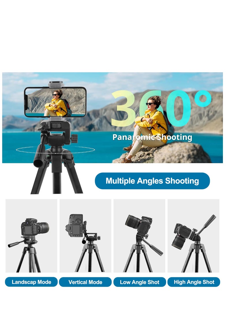 AccLoo AccLoo 168cm Camera Tripod Phone Tripod with Remote Lightweight Portable Aluminum Travel Tripod for Phone/Android Tripod for Mobile for Selfies/Live/Video Recording - Black  - Image 4