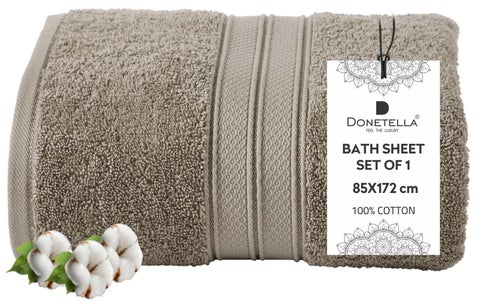 Premium 100 % Combed Cotton 1-Pcs Bath Sheet (85 X 172 CM) 600 GSM Large Towel, Highly Absorbent, Quick Dry,Best Towel for Bathroom, Spa And Hotel.