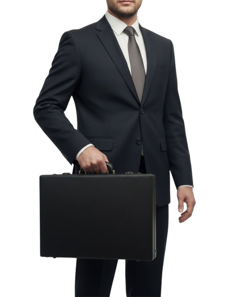 Men’s Classic Handbag Made of Premium Synthetic Leather – Elegant Business Briefcase – Black - Image 2