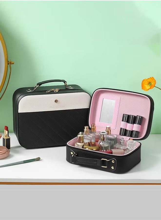 Makeup Bag, Portable Cosmetic Bag, Large Capacity Travel Makeup Case Organizer for Women Toiletry Bag for Girls Traveling With Handle and Divider - Image 3