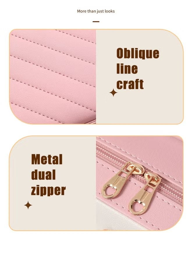 Makeup Bag, Portable Cosmetic Bag, Large Capacity Travel Makeup Case Organizer for Women Toiletry Bag for Girls Traveling With Handle and Divider - Image 5