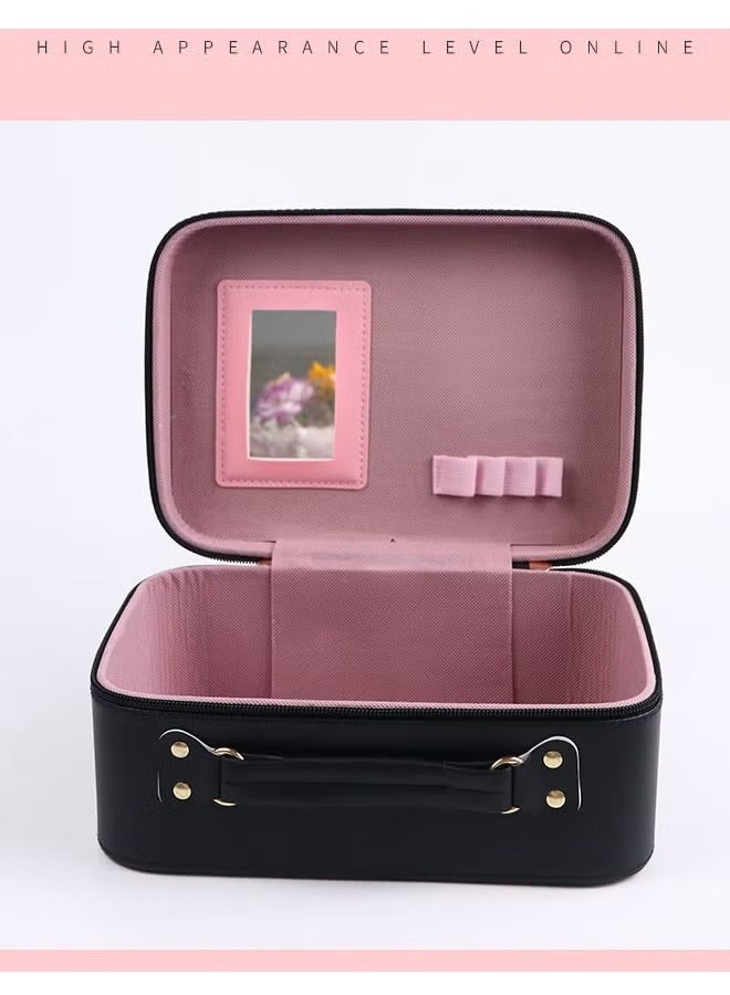 Makeup Bag, Portable Cosmetic Bag, Large Capacity Travel Makeup Case Organizer for Women Toiletry Bag for Girls Traveling With Handle and Divider - Image 4