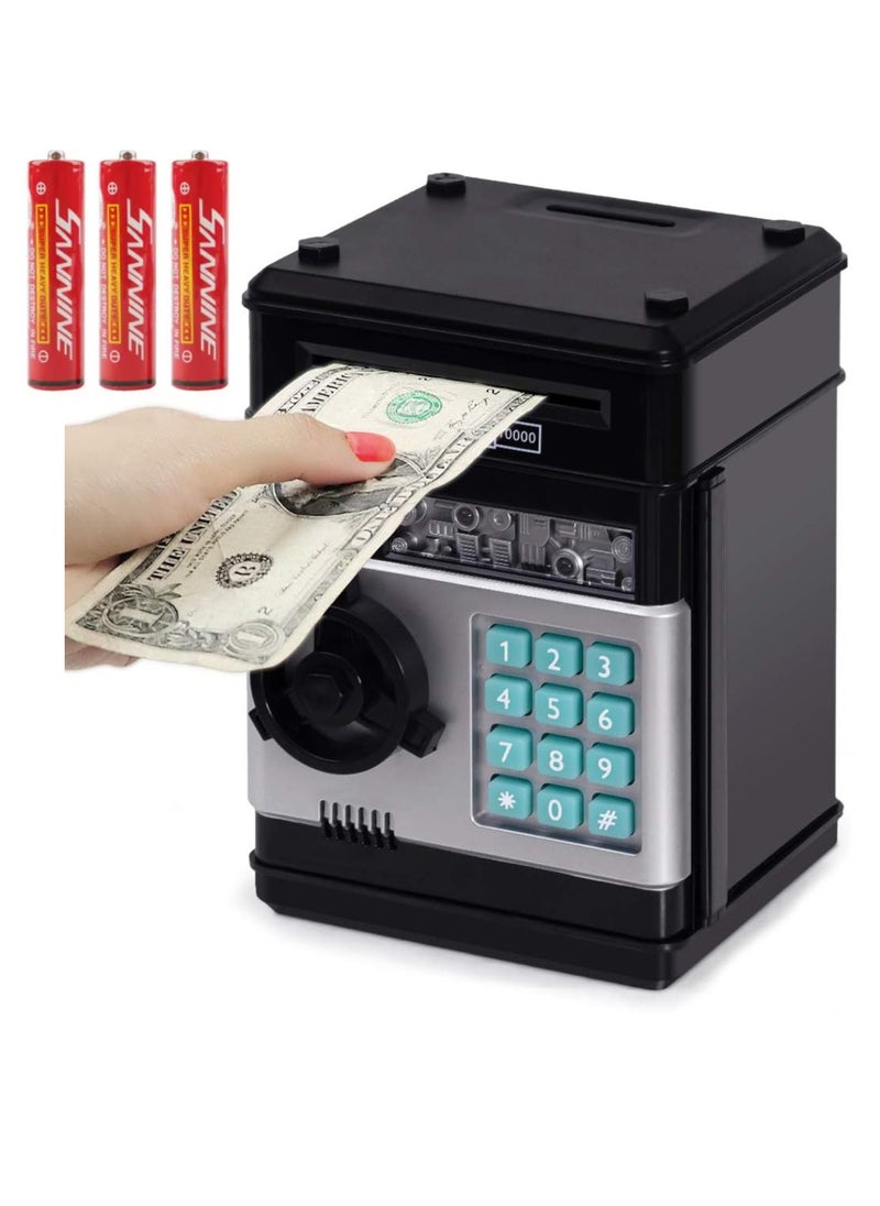 DIGI CORE Piggy Bank Cash Coin Can ATM Bank Electronic Coin Money Bank For Kids Electronic Money Bank Safe Password Protected Money Saving Box Atm For Coins And Cash Gift Toys Coin Box With Batteries Black  - Image 1