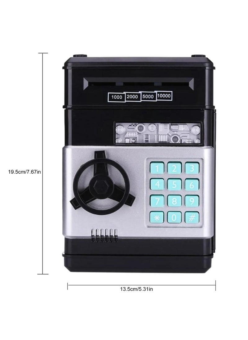 DIGI CORE Piggy Bank Cash Coin Can ATM Bank Electronic Coin Money Bank For Kids Electronic Money Bank Safe Password Protected Money Saving Box Atm For Coins And Cash Gift Toys Coin Box With Batteries Black  - Image 2