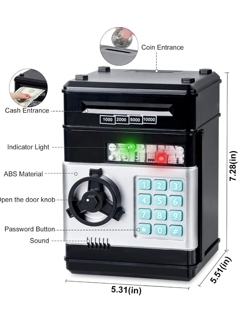 DIGI CORE Piggy Bank Cash Coin Can ATM Bank Electronic Coin Money Bank For Kids Electronic Money Bank Safe Password Protected Money Saving Box Atm For Coins And Cash Gift Toys Coin Box With Batteries Black  - Image 3