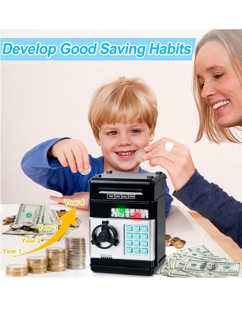 DIGI CORE Piggy Bank Cash Coin Can ATM Bank Electronic Coin Money Bank For Kids Electronic Money Bank Safe Password Protected Money Saving Box Atm For Coins And Cash Gift Toys Coin Box With Batteries Black  - Image 4