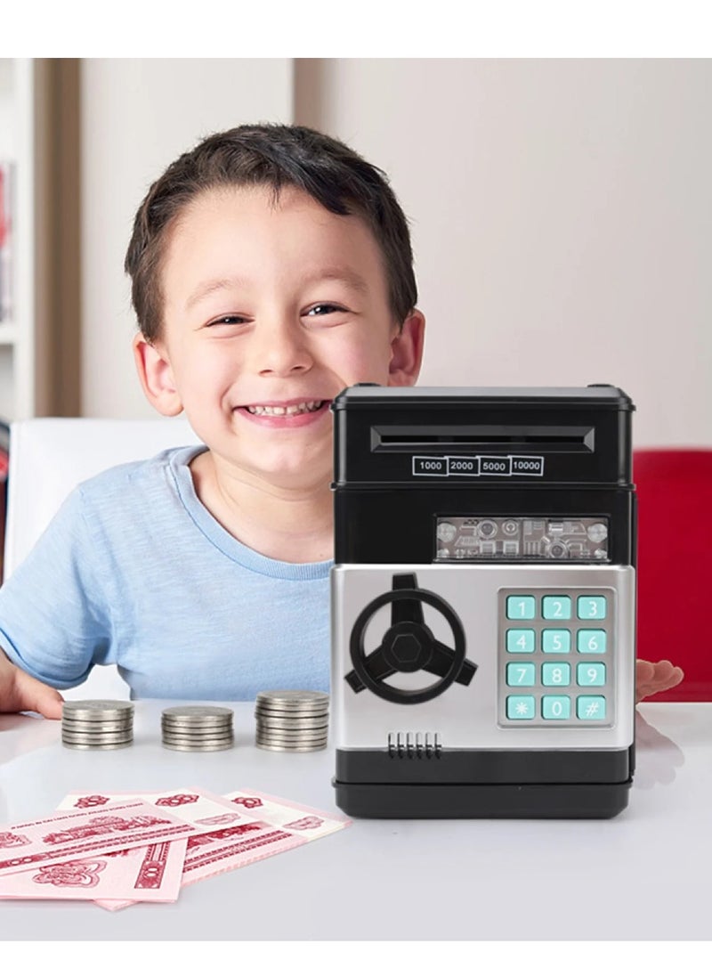 DIGI CORE Piggy Bank Cash Coin Can ATM Bank Electronic Coin Money Bank For Kids Electronic Money Bank Safe Password Protected Money Saving Box Atm For Coins And Cash Gift Toys Coin Box With Batteries Black  - Image 5