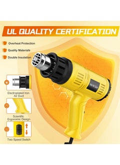 Necomi 2000W Heat Gun Fast Heating, with Smart LED Display, 60℃ -650 ℃ Variable Temperature Control,2-Temp Setting, 7 Accessories,Overload Protection for Shrink Pipe, PVC Wrap, Crafts, Epoxy Resin&DIY  - Image 5