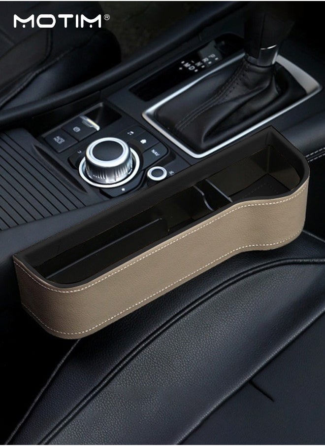 Motim 2 Pcs Car Seat Gap Storage Box with Cup Holder, Multifunctional Leather Car Seat Gap Filler Organizer, Car Console Side Pockets Box, Car Interior Storage, Can Storage Keys, Mobile Phones, Headphones, Watches etc  - Image 2